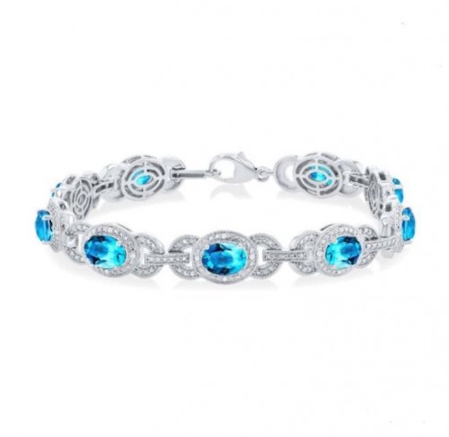 Sterling Silver Blue Topaz Bracelet
